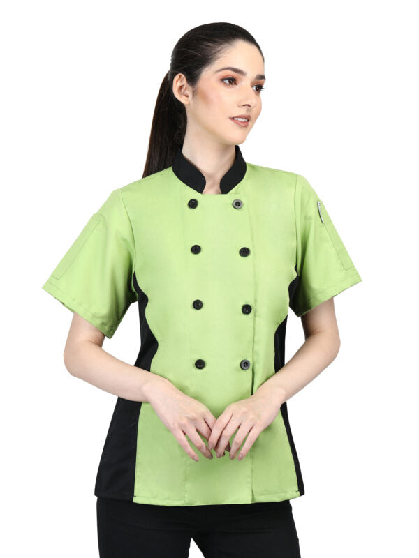 Short Sleeves Only Women’s Ladies Side Mesh Chef’s Coat Jacket By Uniformates – Green